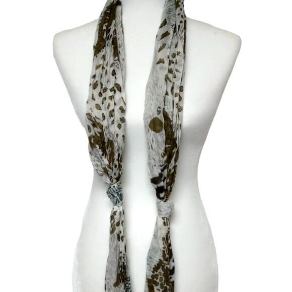 Womens Brown Animal Print Scarf Shawl Wrap Hijab Fall Fashion Vintage 68x18 - Picture 7 of 14